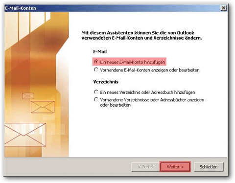 Anleitung Outlook 2002+2003 - Schritt 2