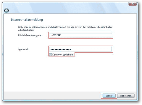 Anleitung Vista Mail - Schritt 4